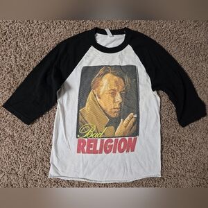 Christopher Hitchens "Bad Religion" baseball tee, small